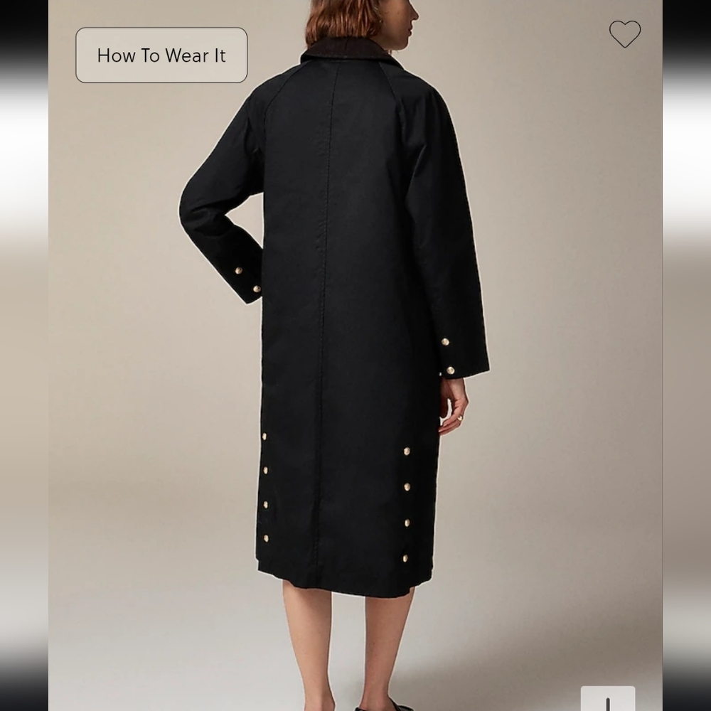 J Crew Long Barn Jacket in Waxed Cotton Twill XL Coat $358 Retail NWT - Picture 5 of 16